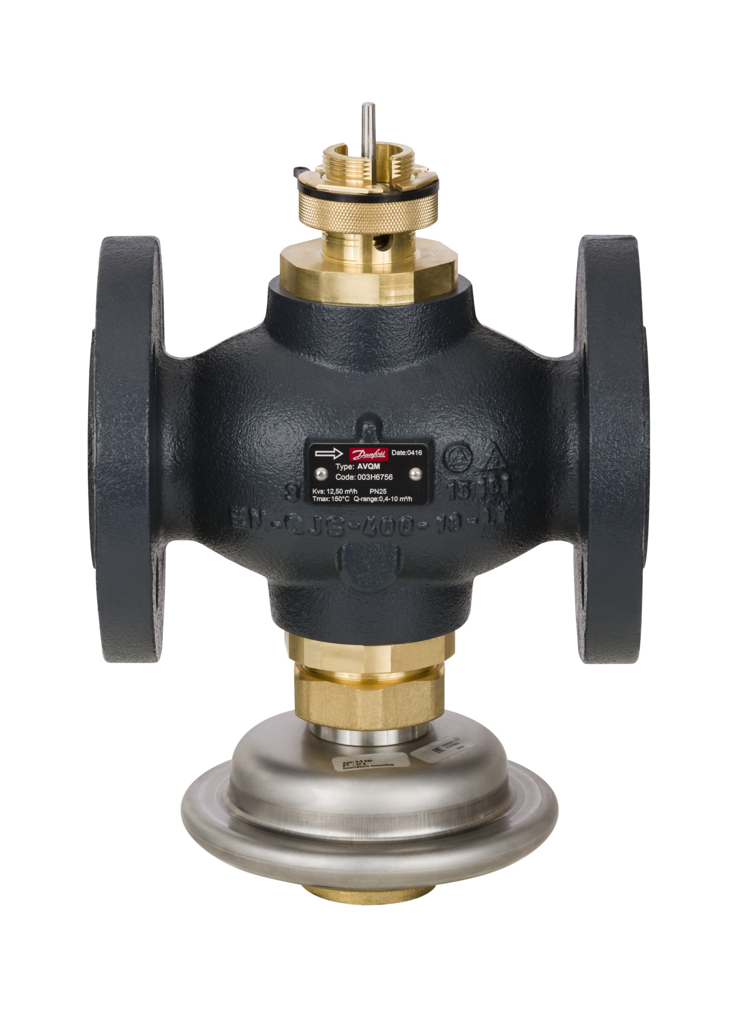 Danfoss Vol.-stromregl. mit Stellv. AVQM DN50, Kvs 25,0, PN25, GGG-40,3, Flansch