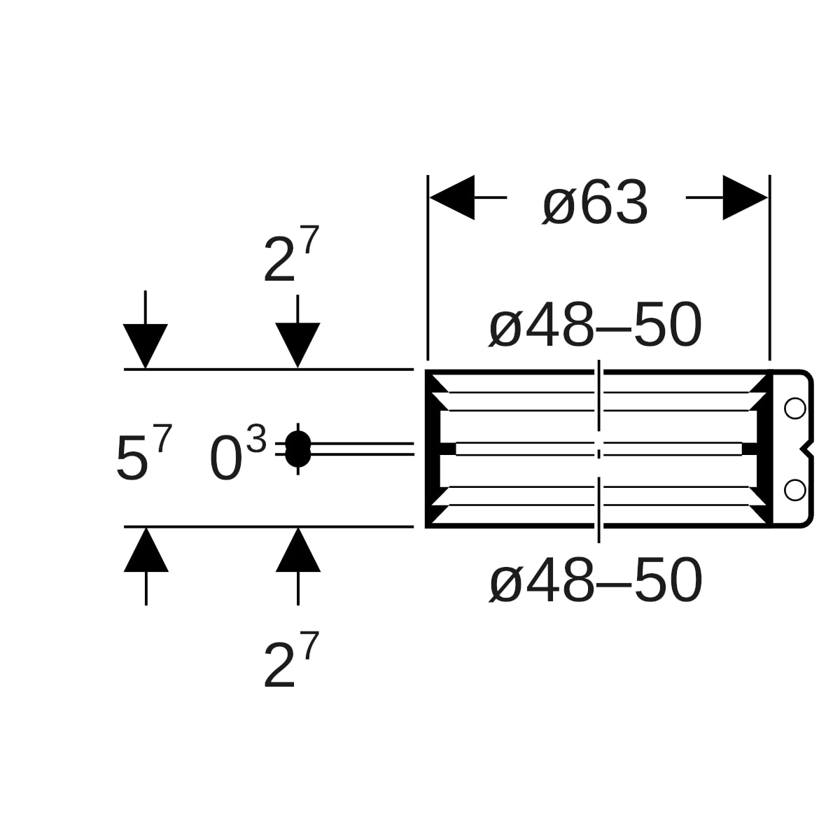 Geberit Übergangsspannverbinder Edelstahl d48-50/48-50