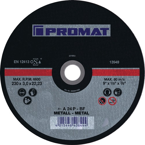 Trennscheibe D230x1,9mm ger.STA Bohr.22,23mm PROMAT Trennscheibe D230x1,9mm ger.STA Bohr.22,23mm PROMAT