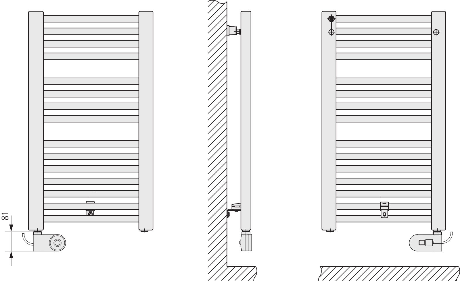 Kermi Basic -E BH1770x35x599mm 800W,RAL 9005 MT,rechts,WWS schwarz,SK1