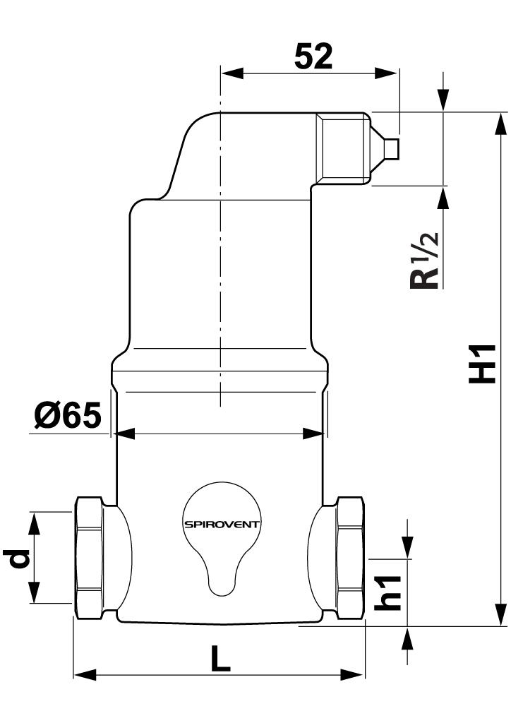 Spirotech Luftabscheider SpiroVent 1" IG, 10 bar, 110 Grad