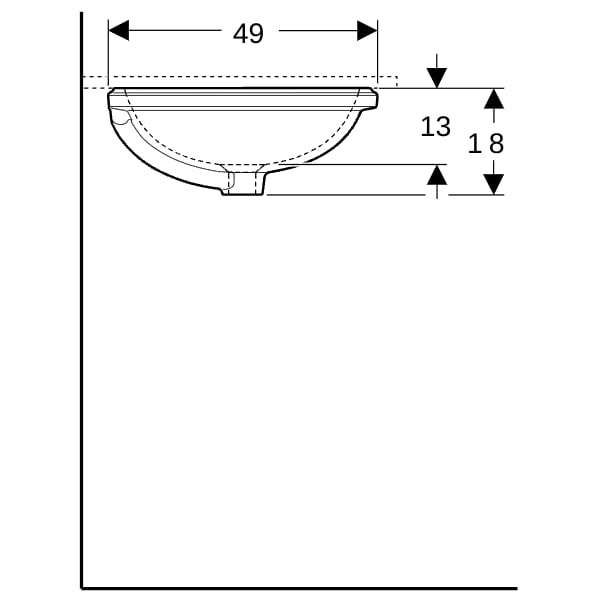 Geberit VariForm Unterbau-WT, elliptisch 62,5x49cm, o. Hl, o. Ül., glasiert, weiß