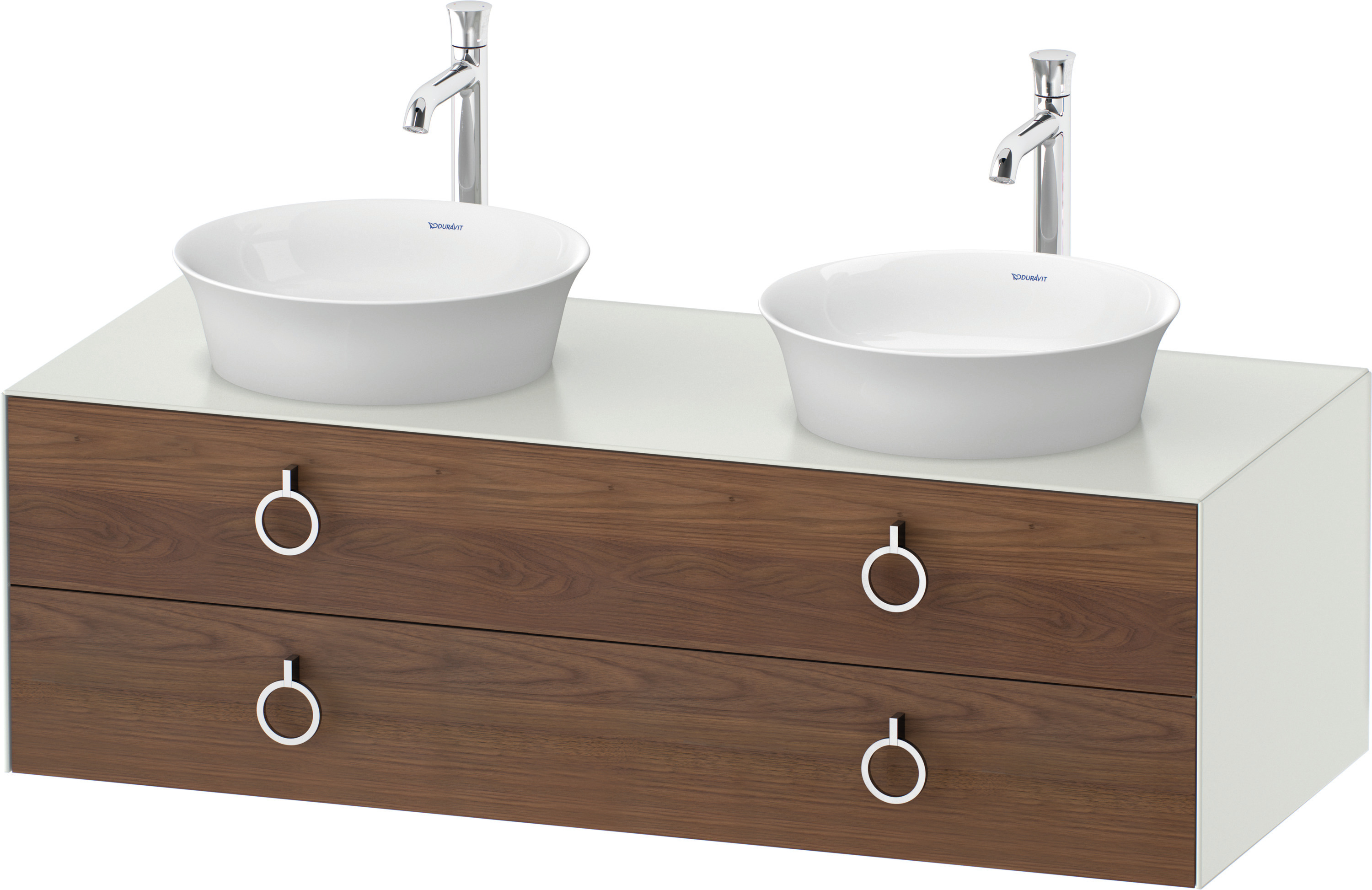 Duravit WTU wandh.White Tulip,2Schk.,m.Griff Aus.b,408x1300x550,A.Nussb.M./Weiß Sdm