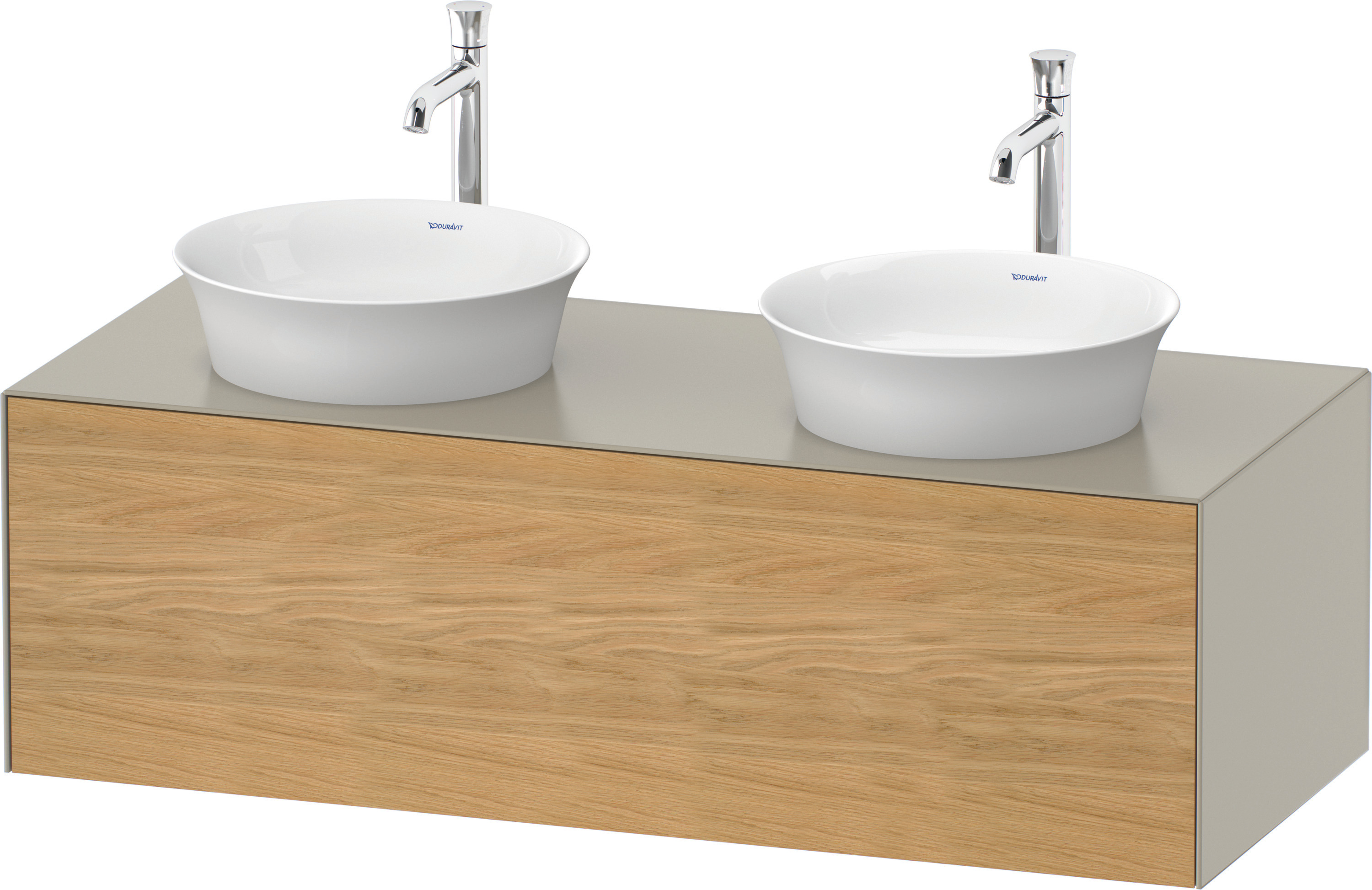Duravit WTU White Tulip wandh,1 Auszug,Beids 408x1300x550mm, Eiche N.M/Taupe Sdm