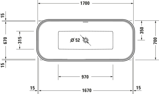 DU DuraFoga BW Freistehend, Weiß,Acryl 1700x700x600 mm,RS 2,incl.FG u.AÜL-Garn