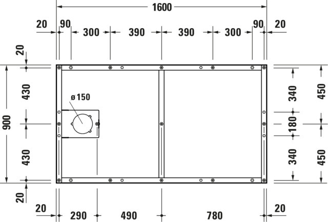 DU Fußgestell für Duschwanne Tempano 1600x900mm
