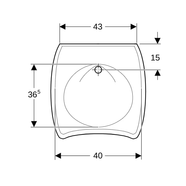 Geberit Vitalis WT, barrierefrei, 55x55cm o. Hl., m. Ül., weiß