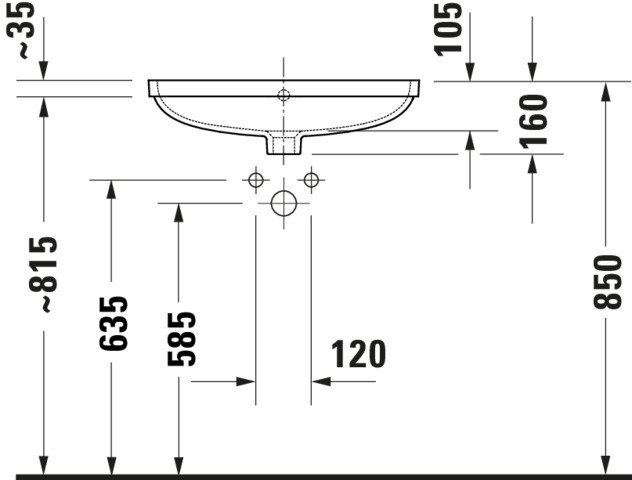 DU Einbau-WT 550 mm, Duravit No.1 weiß Eb.v.unten m. ÜLo.HLB