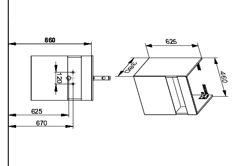 KEUCO WUB, 1-trg. Stageline 32822 Anschl.li. 460x625x380mm weiß
