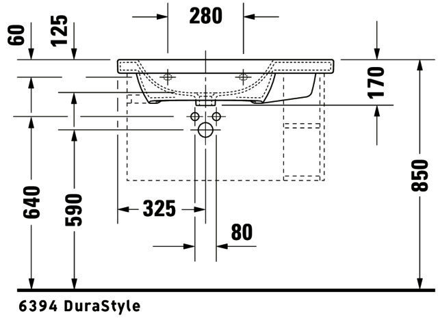DU Möbelwaschtisch DuraStyle 800 mm m.ÜL, m.HLB, 1 HL, Becken li., weiß
