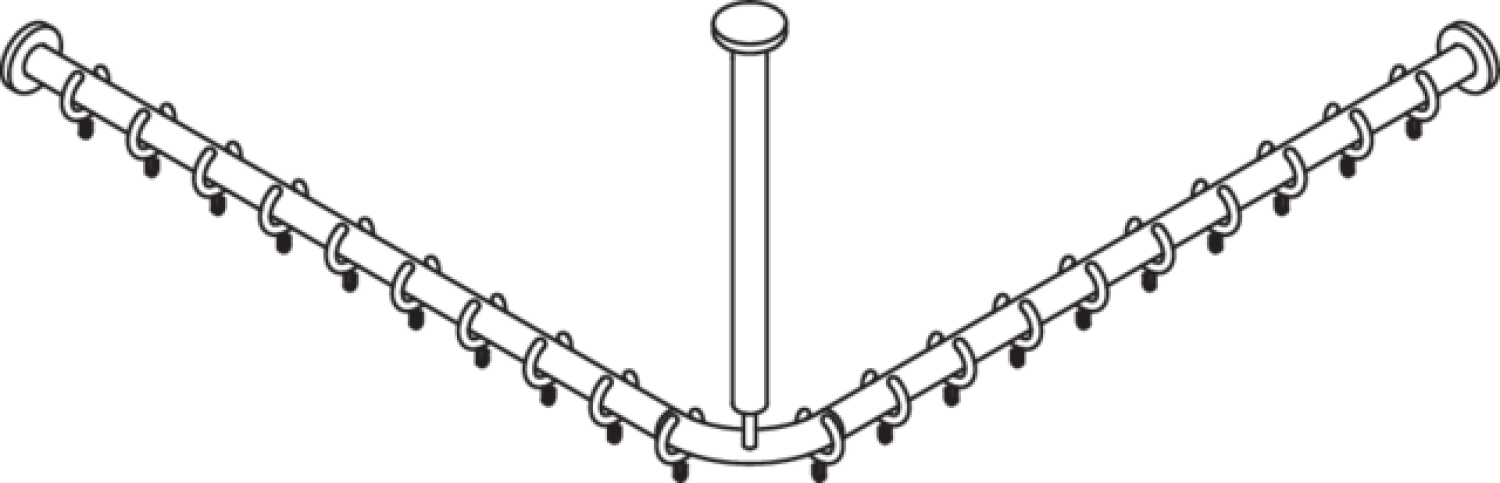 HEWI VH-Stange Ser 801,A1/2:983,kürzb., 20 Ringe, Deckenabh. A:500 reinweiß