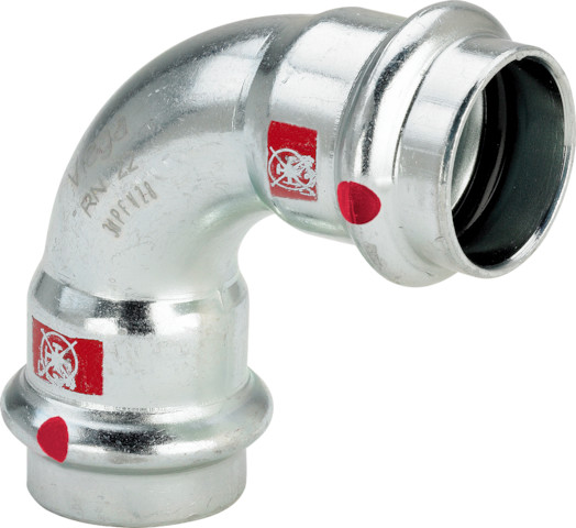 Viega Bogen 90 Grad mit SC Prestabo 1116 in 15mm Stahl verzinkt