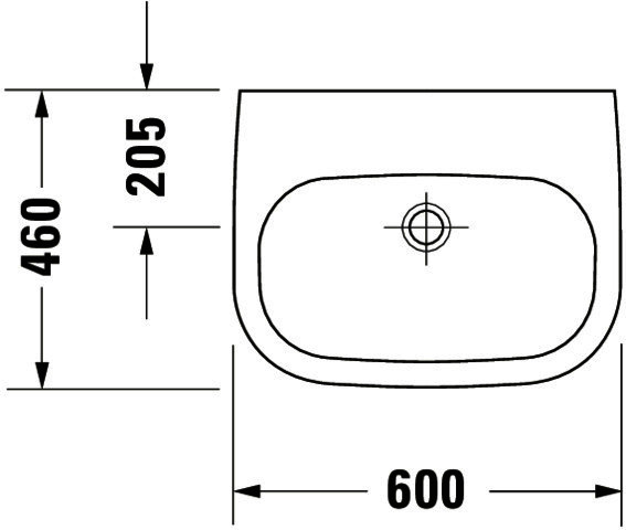 DU Waschtisch D-Code Med 600 mm ohne ÜL, mit HLB, ohne HL, weiß