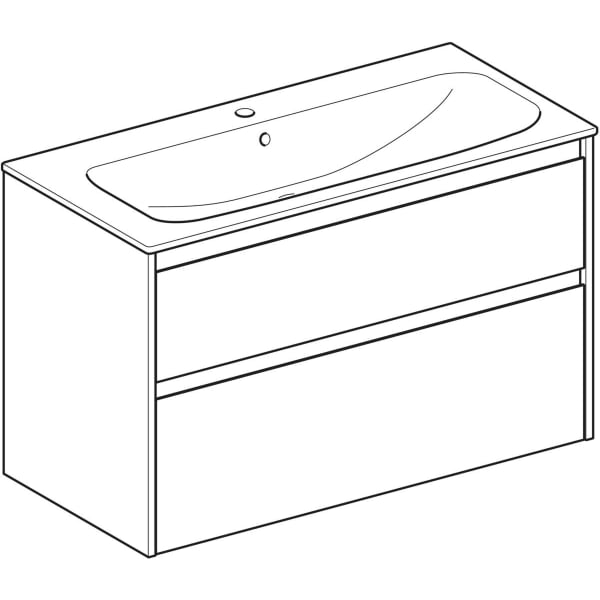 Geberit Renova Plan Set MWT mit US, 2 Schubl. 100x62,1x48cm, weiß/l. seidenmatt