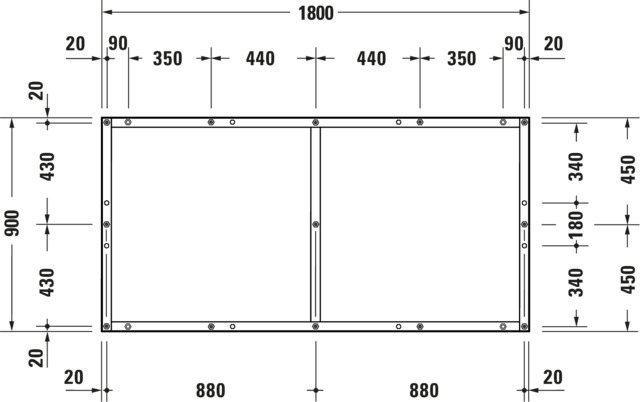 Duravit Fußgestell für Duschwanne Tempano 1800x900mm