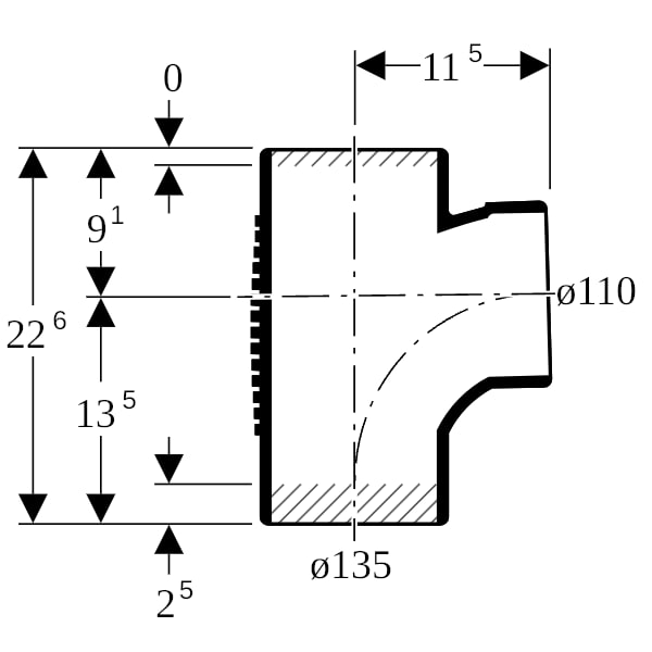 Geberit Silent-db20 Bogenabzweig 88,5Gr d135/110