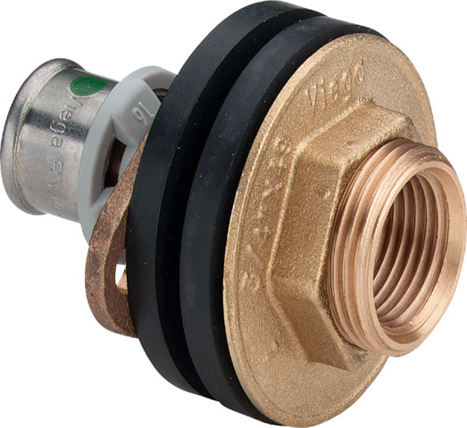 Viega Wanddurchführung mit SC Sanfix P 2132.31 in 16mm x Rp1/2 x 30mm Rotguss
