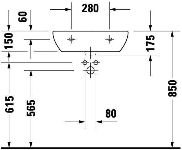 DU Waschtisch D-Code Med 550 mm ohne ÜL, mit HLB, ohne HL, weiß