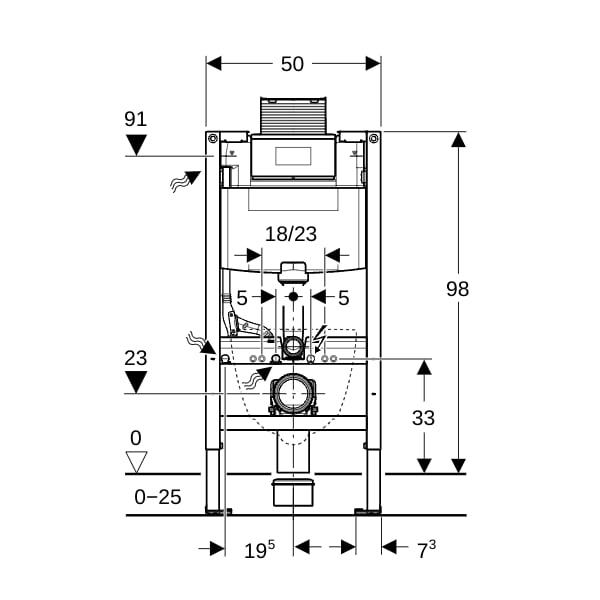 GE Duofix Element f. WWC, 98cm mit Omega UP-SPK 12cm