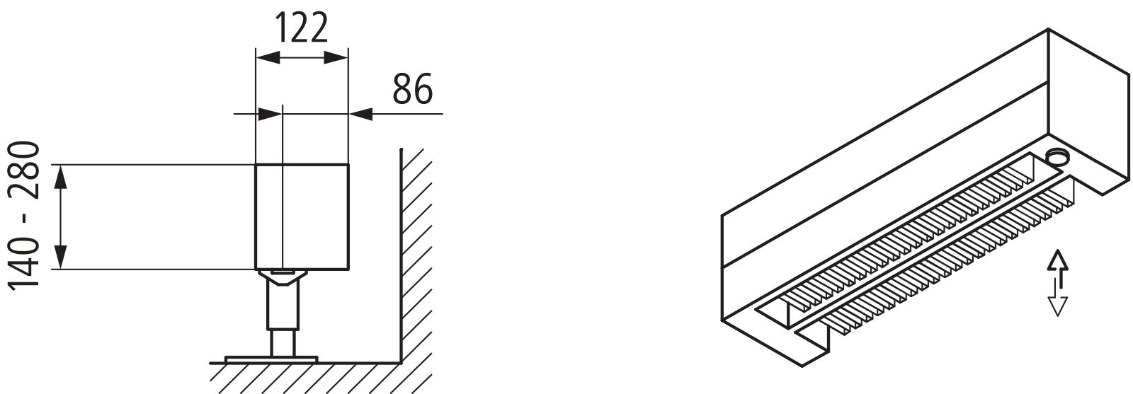 Kermi Konvektor Typ22 BH70x122x1100mm QN446, weiß, 6bar, o. Abd, AB 14