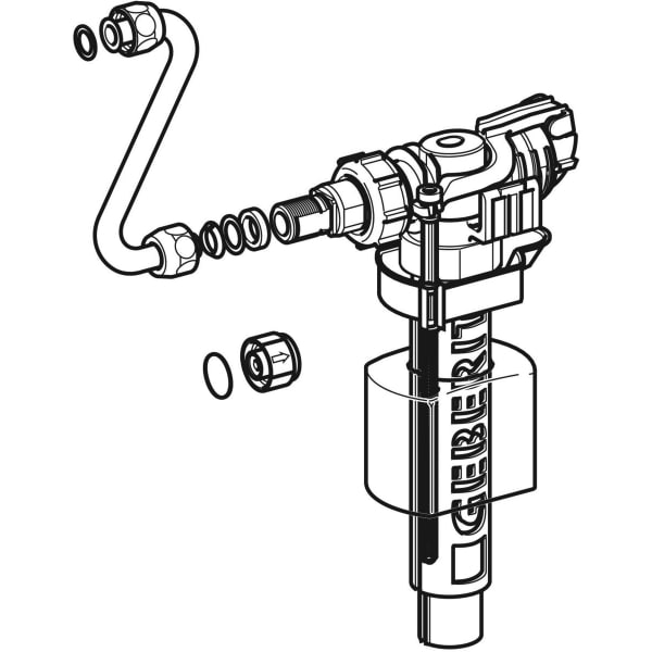 Geberit Typ 380 Füllventil, WA seitlich 3/8", Nippel aus Messing, für UP-SPK