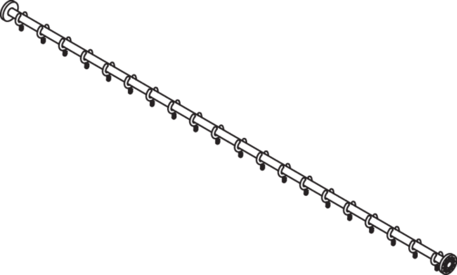 HEWI VH-Stange, d:25, L:2000, 20 Ringe, chrom