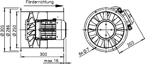 Helios AMD 250/2 Axial-Mitteldruckvent. 3-PH regelbar