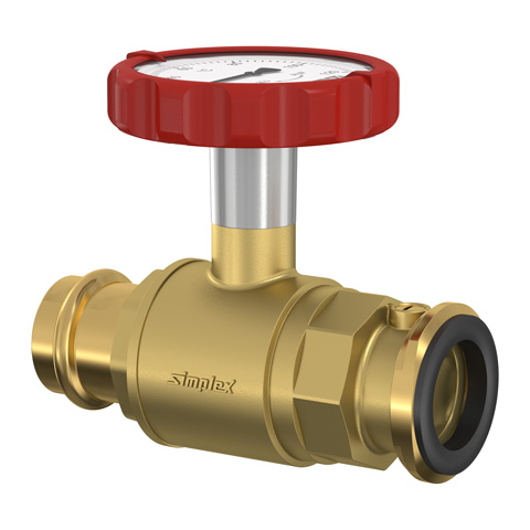 Flamco Pumpen-KH m. Thermometergr. rot, SKB DN25 Press 28 PN16 M+V Kontur MS