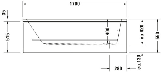 DU D-Code Badewanne 1700x750 Einbau Rückenschr.1 Variabel, Weiß