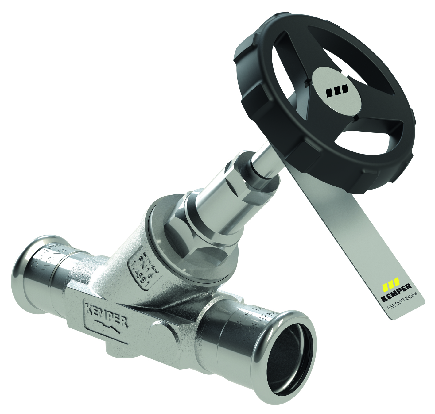 KEMPER NIRO Freistrom-Absperrventil Edelstahl, o.Entl., MAPRESS DN20/22mm