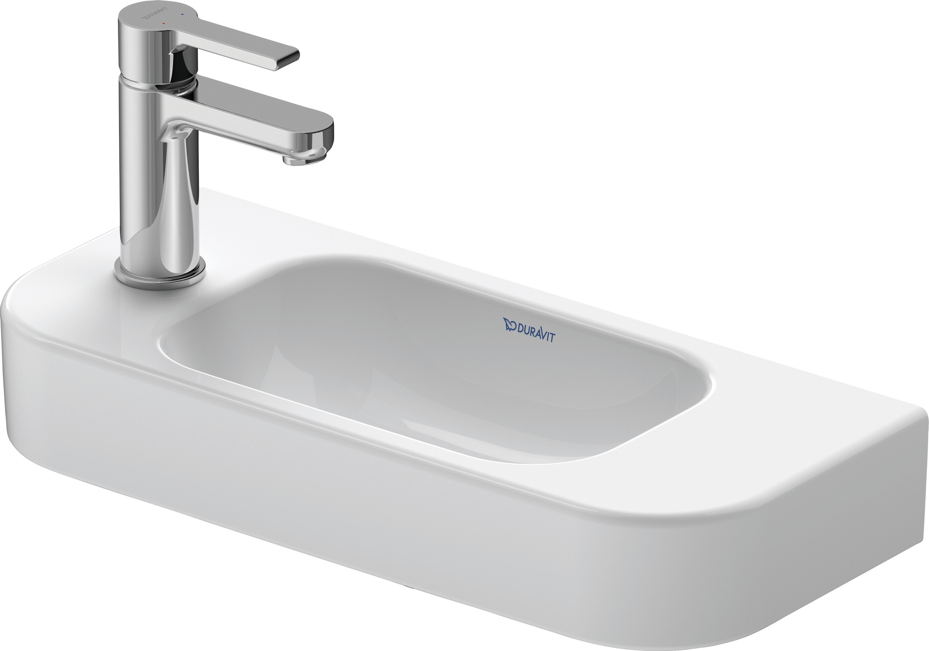 DU Handwaschbecken Happy D.2 500 mm ohne ÜL, mit HLB, HL rechts, weiß