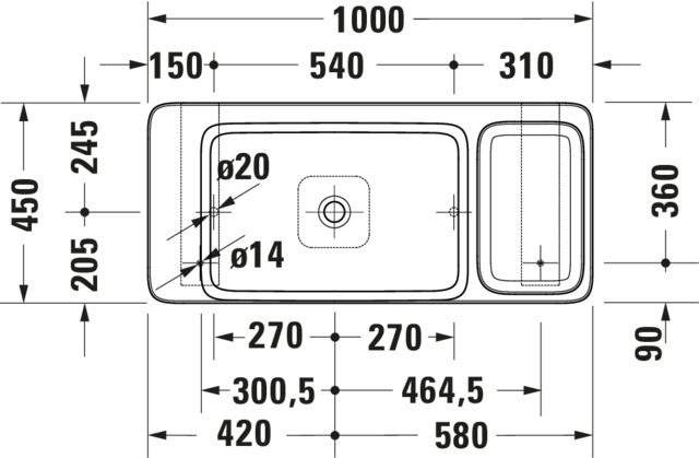 Duravit Qatego WT m. Kons.Weiß hgl/Lav.pol. 450x1000x400mm,mit Konsolenträger