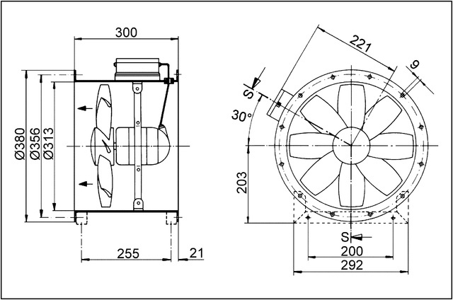 Maico Axial-Rohrventilator DZR 30/2 B Ex t Drehstrom, ex-geschützt, 3.410 m3/h