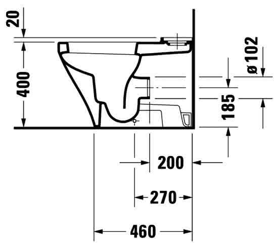 DU Stand-WC Kombi DuraStyle 630 mm Tiefspüler, f.SPK, Abg.Vario, weiß