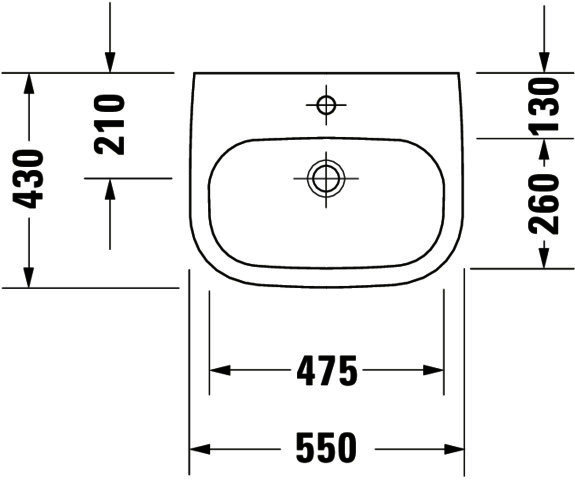 DU Waschtisch D-Code Med 550 mm ohne ÜL, mit HLB, ohne HL, weiß