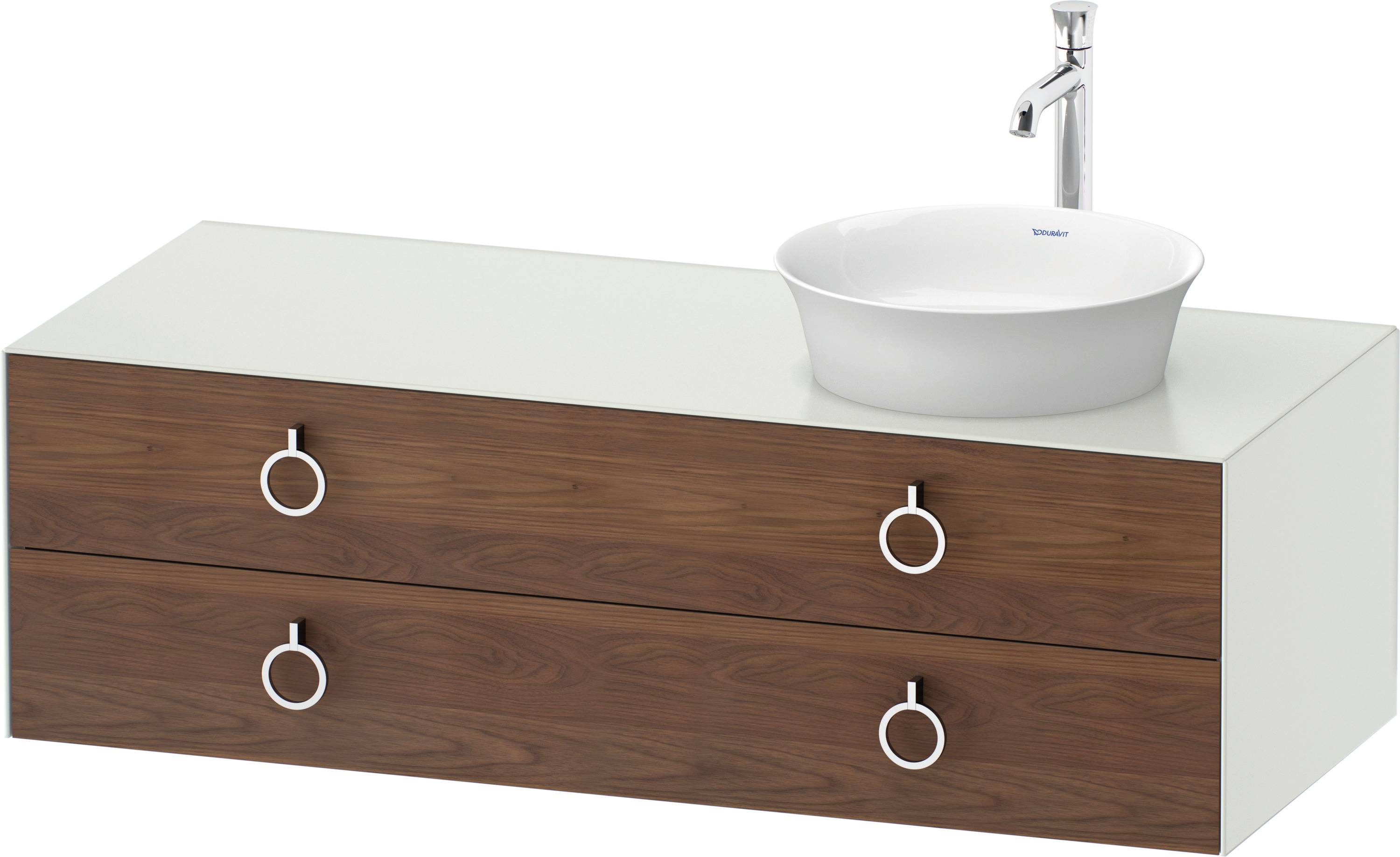 Duravit WTU wandh.White Tulip,2Schk.,m.Griff Aus.r,408x1300x550,A.Nussb.M./Weiß Sdm