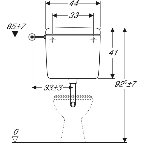 Geberit AP127 AP-Spülkasten, Spül-Stopp-Sp tiefh. WA li/mi/re, bahamabeige