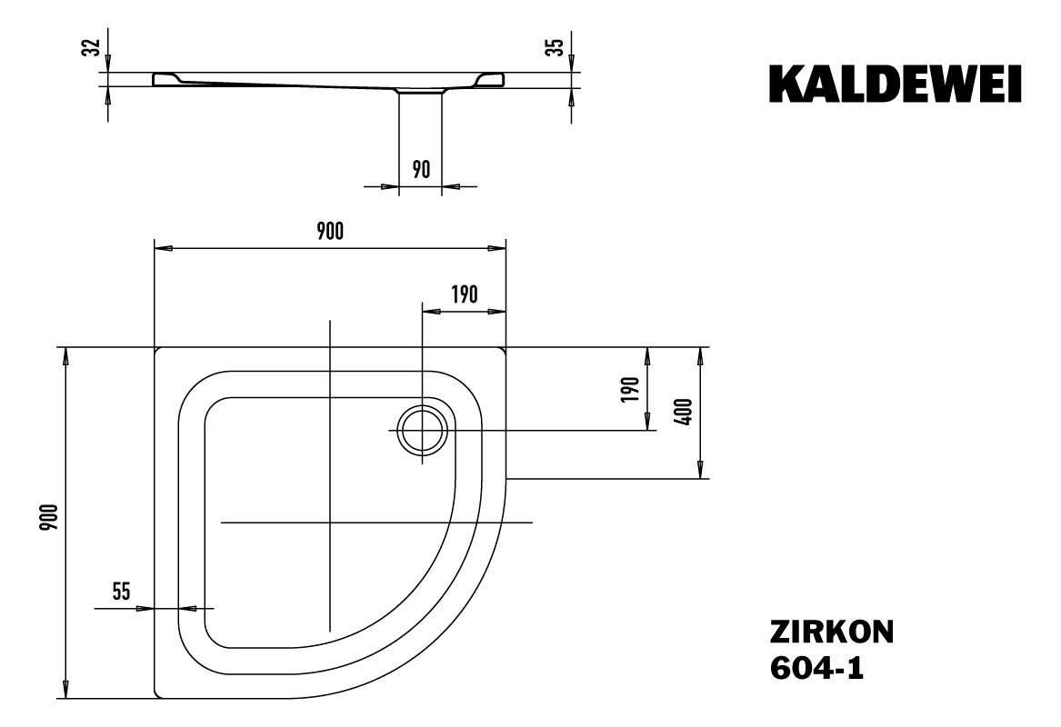 KA DW ZIRKON Mod.604-1,900x900x32mm, alpinweiß,Invisible Grip