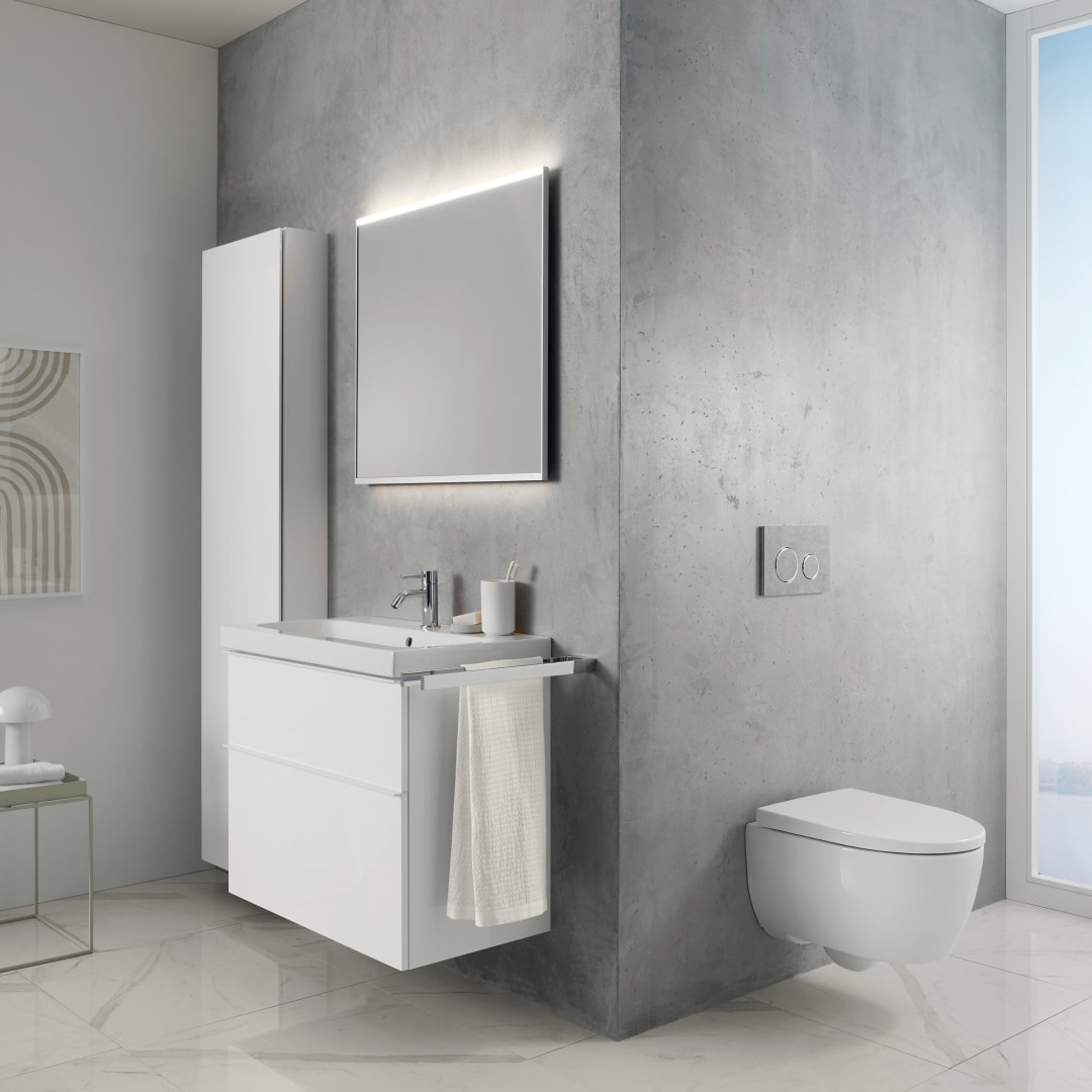 Geberit iCon Set Wand-WC mit WC-Sitz, Rimfree Tiefspül-WC, verk. Ausl. 49cm, weiß matt