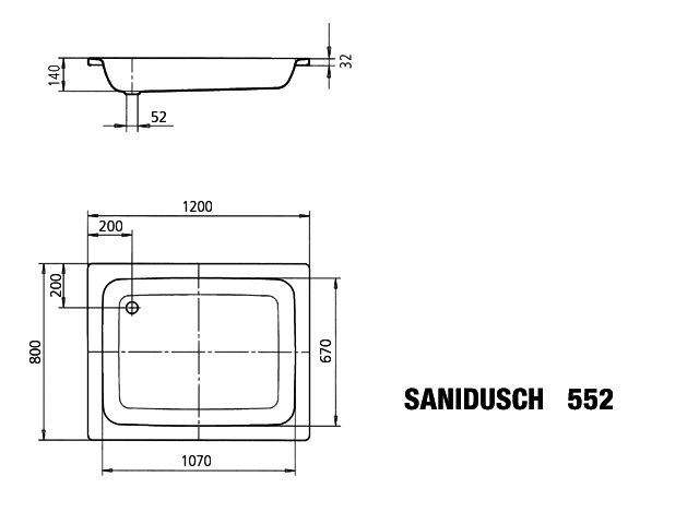 KA DW SANIDUSCH Mod.552,800x1200mm, alpinweiß,Antislip