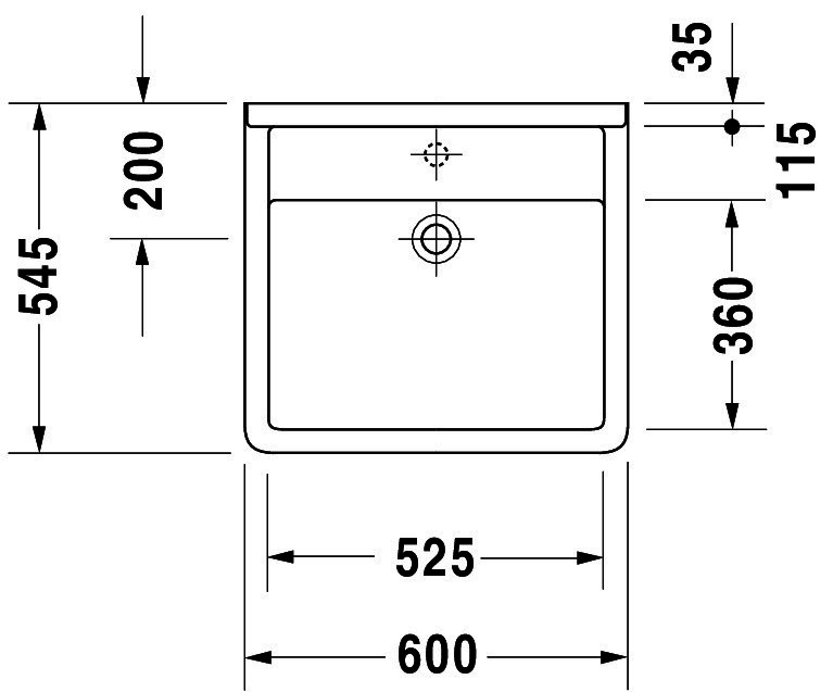 DU Waschtisch Starck 3 Vital Med 600 mm ohne ÜL, mit HLB, HL-Vst., weiß WG