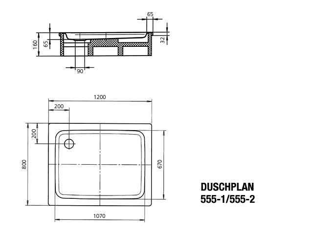 KA DW DUSCHPLAN Mod.555-1,800x1200mm, pergamon