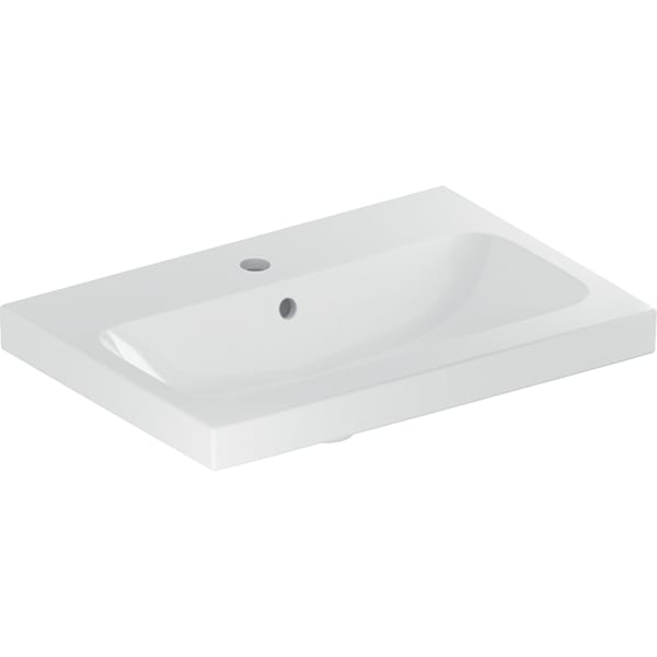 Geberit iCon Light WT 60x42cm, verk. Ausld. mit Hahnloch, mit Überlauf, weiß