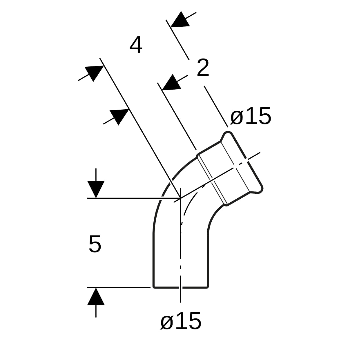 Geberit Mapress Edelstahl Bogen 60Gr d15 mit Einschubende