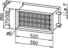 Helios WHR 4/50/25 30 Warmwasser-Heizreg. f. Rechteck-Kanäle