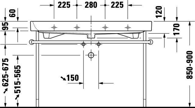 DU Metallkonsole Happy D.2 für 231812, höhenverstellbar, Chrom