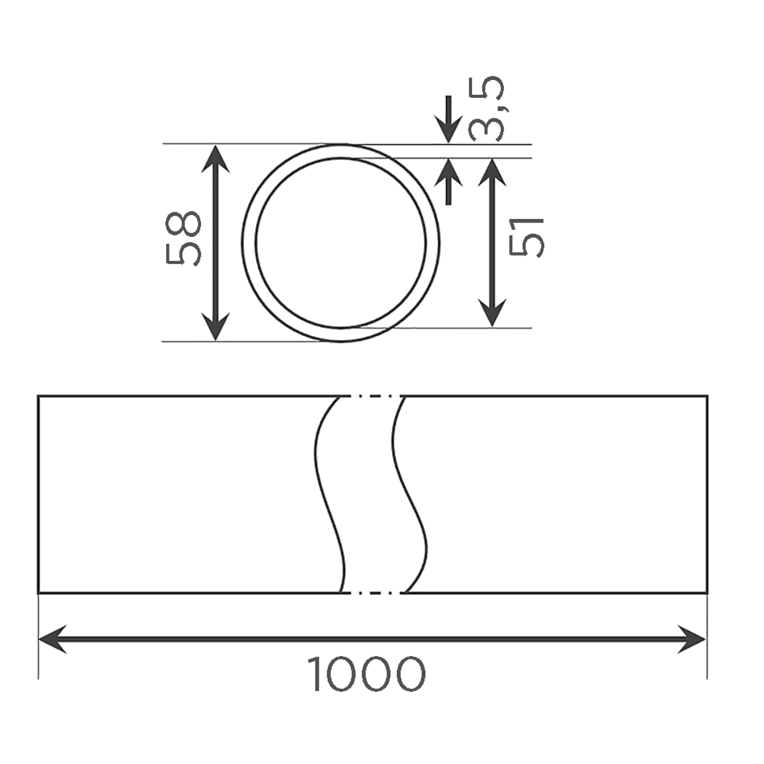 SML-Rohre DN 50 x 1000mm  lang