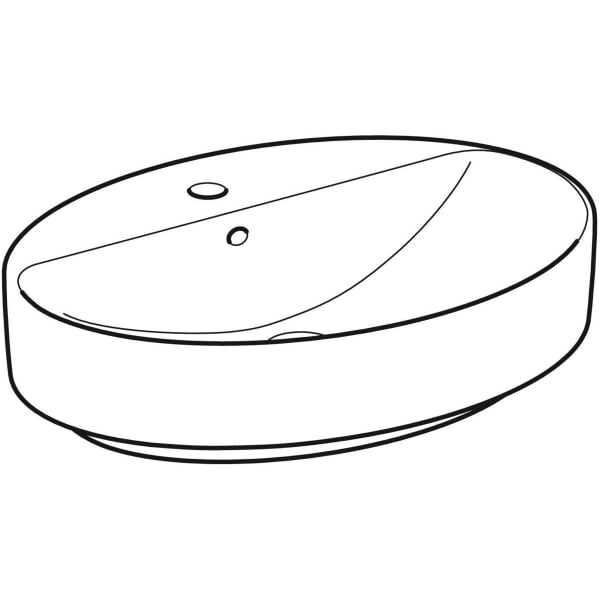 Geberit VariForm Aufsatzwaschtisch, oval mit Hahnlochbank, 60x45cm, m. Ül., weiß
