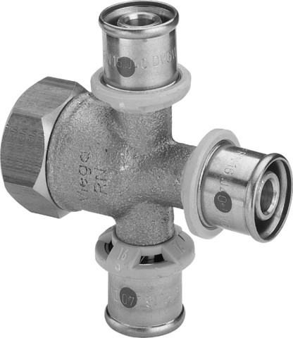 Viega Verteiler mit SC Sanfix P 2126.08 in 16mm x G3/4 - 3fach Rotguss