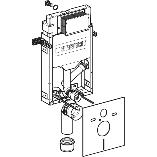 Geberit Kombifix Element WWC, 108cm mit Sigma UP-SPK 12cm, für Geruchsabsaugung/Abluft